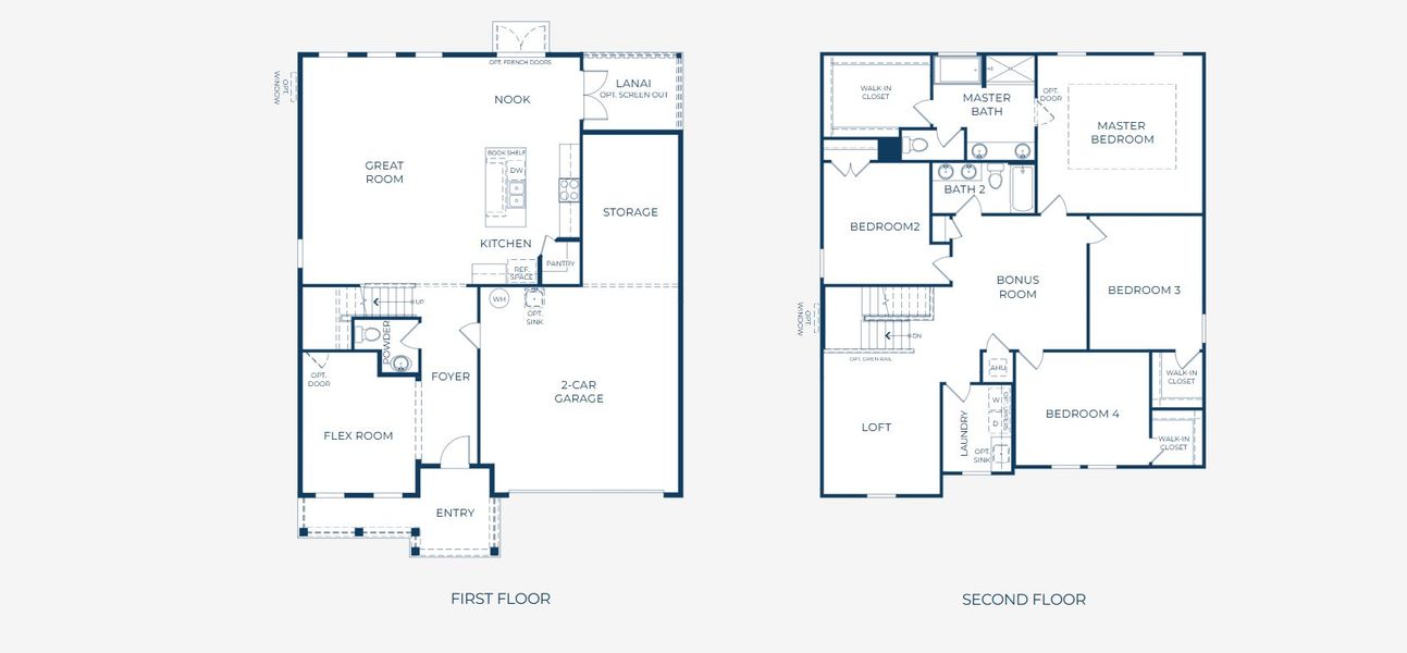 2D floor plan layout for the Carlisle by Maronda Homes in Mount Plymouth Greens, Mount Plymouth, FL (Image 5).