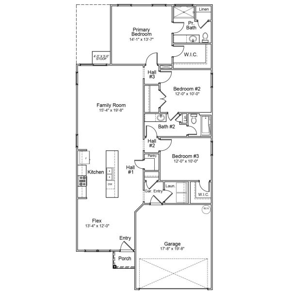 2D floor plan layout for the Brunswick - Genesis Value Collection by Mungo Homes in Killians Crossing, Blythewood, SC (Image 3).