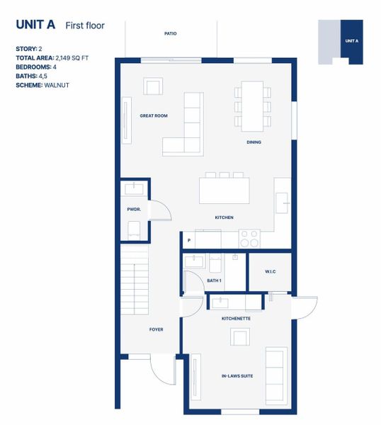 2D floor plan layout for the Sofia A by Bluenest Development in Shores Pointe, Miami, FL (Image 3).