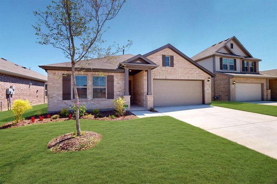Front exterior of a new home in Sanderos, Fort Worth, TX, highlighting curb appeal (Image 20). Front exterior of a new home in Sanderos, Fort Worth, TX, highlighting curb appeal (Image 20).