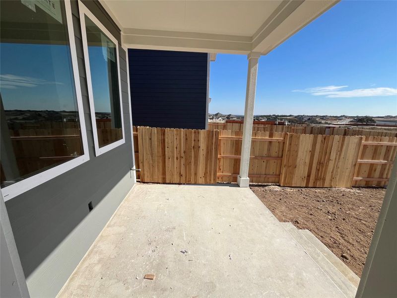 Exterior details and patio area of a home in The Homestead at Lariat, Liberty Hill (Image 7). Exterior details and patio area of a home in The Homestead at Lariat, Liberty Hill (Image 7).