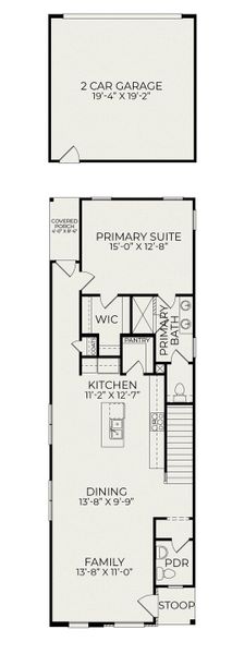 2D floor plan layout for the Lumen C by Homes by Dickerson in Chatham Park, Pittsboro, NC (Image 3).
