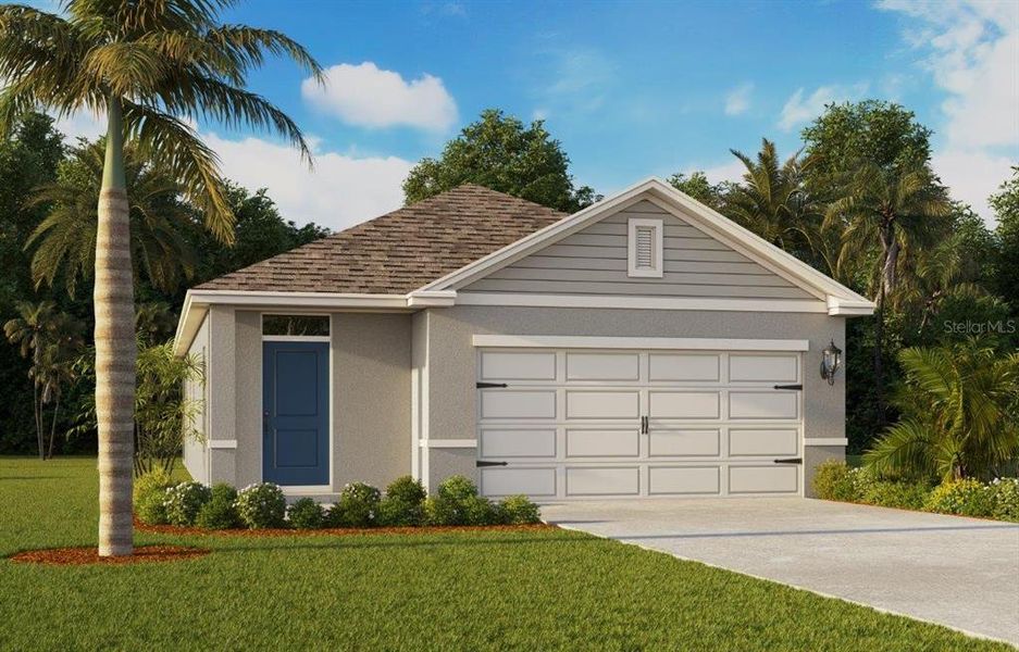 Front exterior of a new home in Bradbury Creek, Davenport, FL, highlighting curb appeal (Image 1).