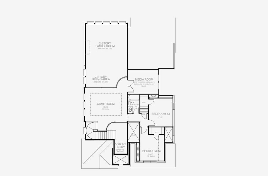 2D floor plan layout for the 2999W by Perry Homes in Juniper Springs 50', Lockhart, TX (Image 4).