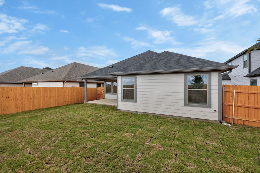 Exterior details and patio area of a home in Prairie Winds, Hutto (Image 23). Exterior details and patio area of a home in Prairie Winds, Hutto (Image 23).