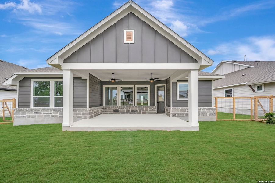 Exterior details and patio area of a home in The Crossvine 55’, Schertz (Image 3).