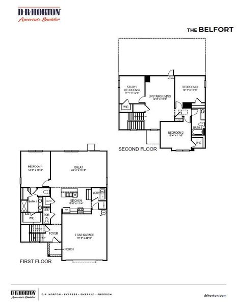 2D floor plan layout of this home in Woodbridge Glen Single Family, Lebanon, TN (Image 3).