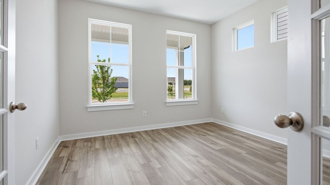 Study with two windows and French doors Study with two windows and French doors