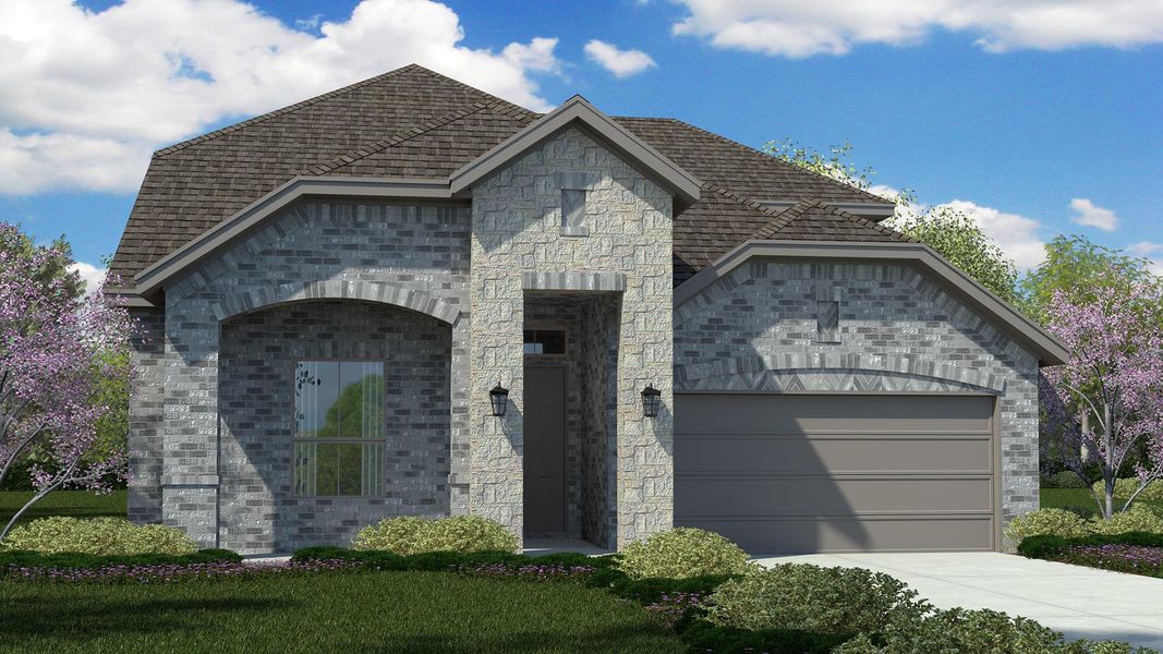 Front exterior of a new home in Lakeview Pointe, Grand Prairie, TX, highlighting curb appeal (Image 1). Front exterior of a new home in Lakeview Pointe, Grand Prairie, TX, highlighting curb appeal (Image 1).