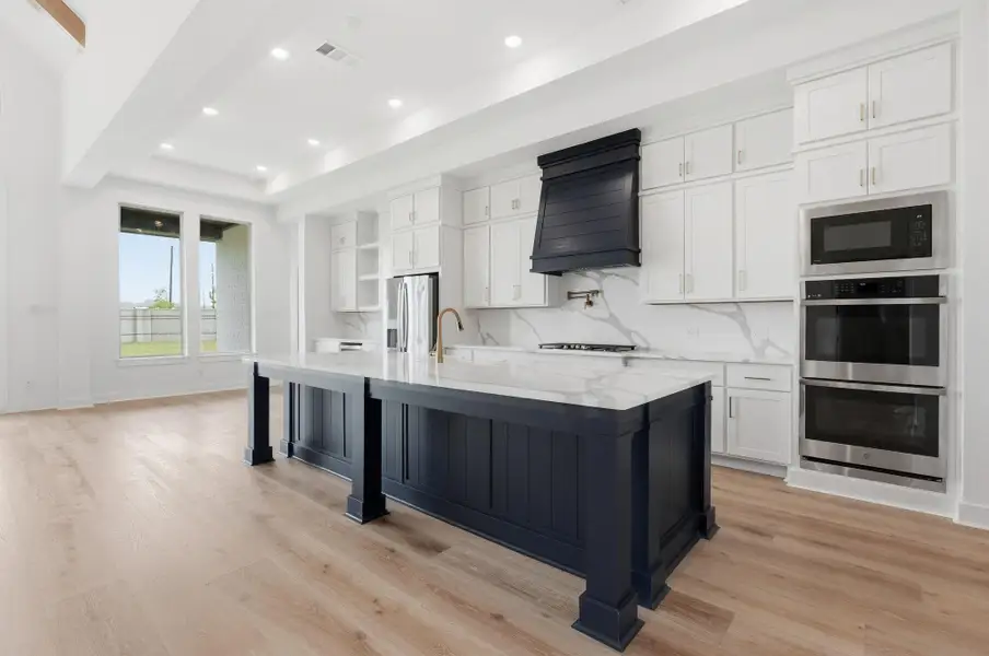Open plan kitchen with island