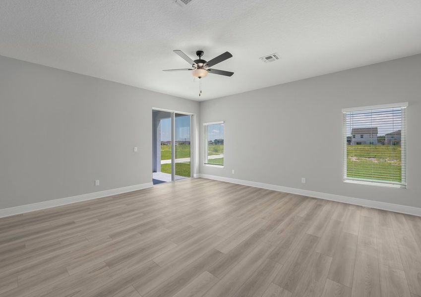 This family room opens to covered patio. This family room opens to covered patio.
