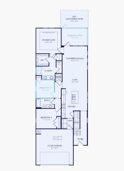 2D floor plan layout of this home in Sun City Peachtree, Griffin, GA (Image 4).