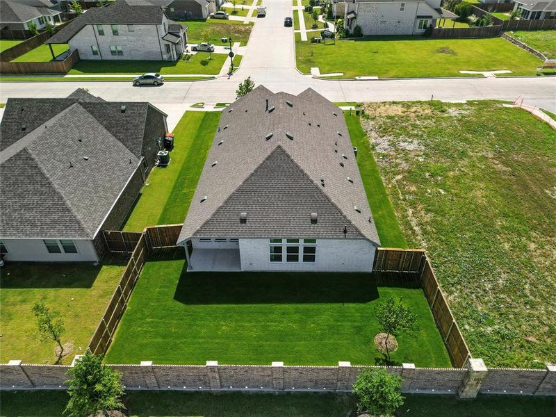Aerial perspective of suburban area Aerial perspective of suburban area