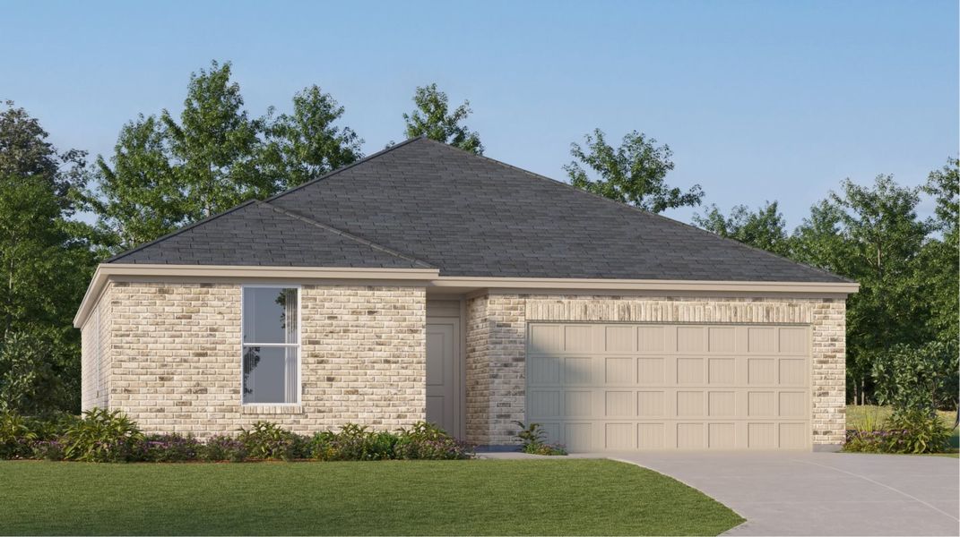 Front exterior of a new home in Synova, Crosby, TX, highlighting curb appeal (Image 1). Front exterior of a new home in Synova, Crosby, TX, highlighting curb appeal (Image 1).