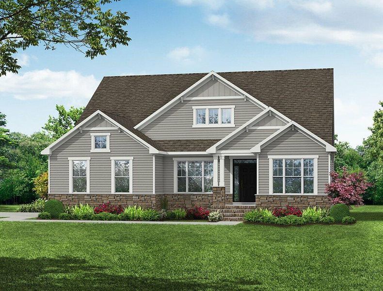 Front exterior of a new home in The Village at Horse Creek, Graniteville, SC, highlighting curb appeal (Image 1). Front exterior of a new home in The Village at Horse Creek, Graniteville, SC, highlighting curb appeal (Image 1).