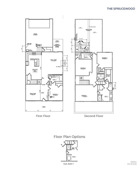 2D floor plan layout for the SPRUCEWOOD by D.R. Horton in Sheep Island, Summerville, SC (Image 3).