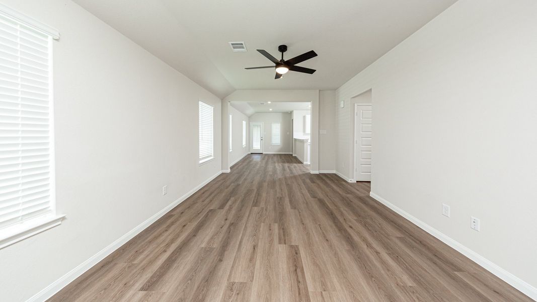 Family Room to Dining Area and Kitchen