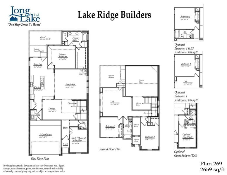 Plan 269 features 5 bedrooms, 4 full baths and over 2,800 square feet of living space.