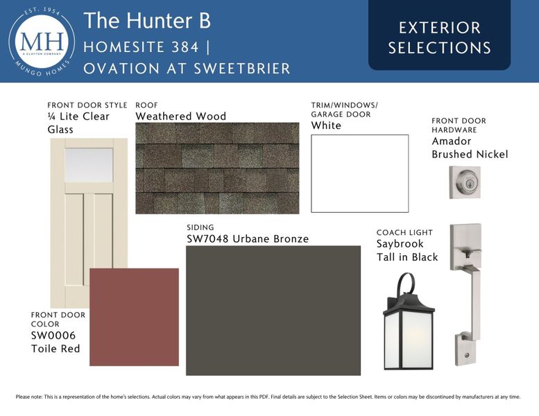Sample of building materials used in homes in Ovation at Sweetbrier, Durham (Image 4). Sample of building materials used in homes in Ovation at Sweetbrier, Durham (Image 4).