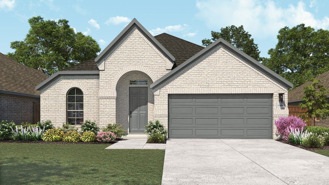 Representative exterior photo of a completed home built from the Laurel by DRB Homes in Newhaven, Manor, TX (Image 2). Representative exterior photo of a completed home built from the Laurel by DRB Homes in Newhaven, Manor, TX (Image 2).