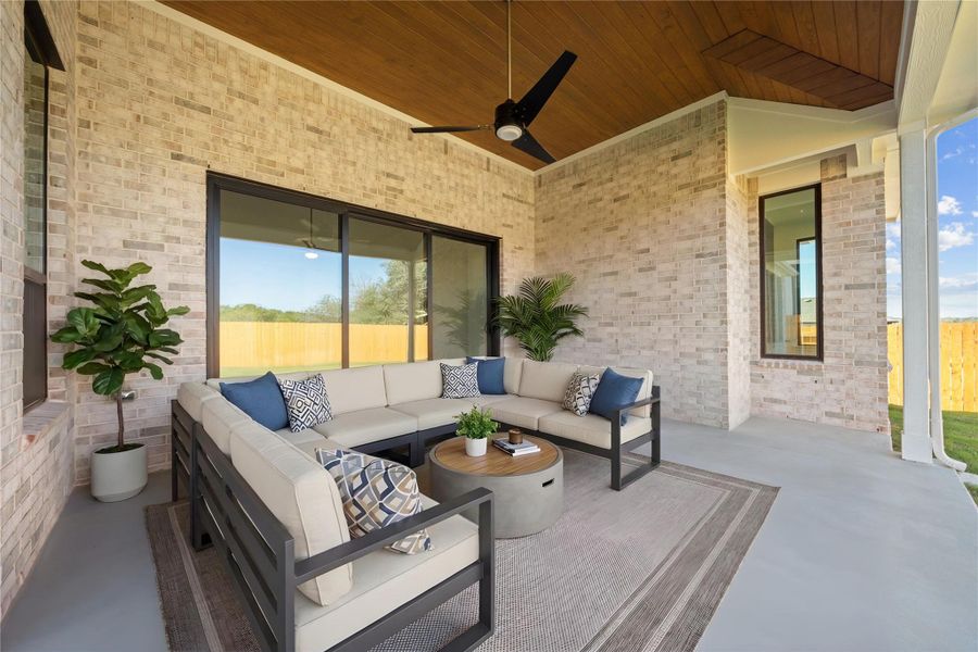 Exterior details and patio area of a home in 6 Creeks, Kyle (Image 21).
