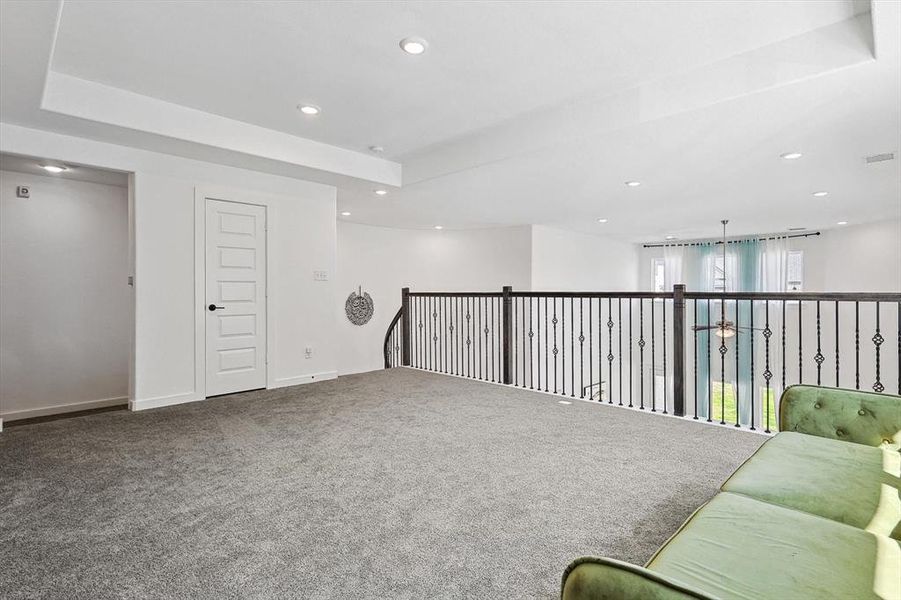 Basement with carpet floors