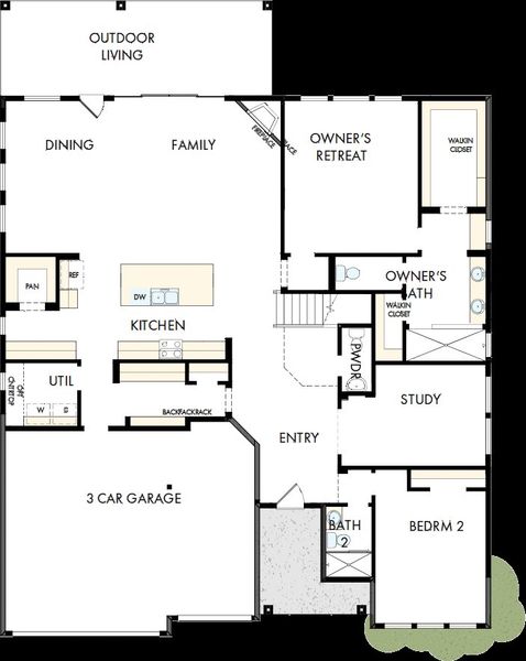 2D floor plan layout of this home in Sienna - Parkview Collection, Missouri City, TX (Image 2). 2D floor plan layout of this home in Sienna - Parkview Collection, Missouri City, TX (Image 2).
