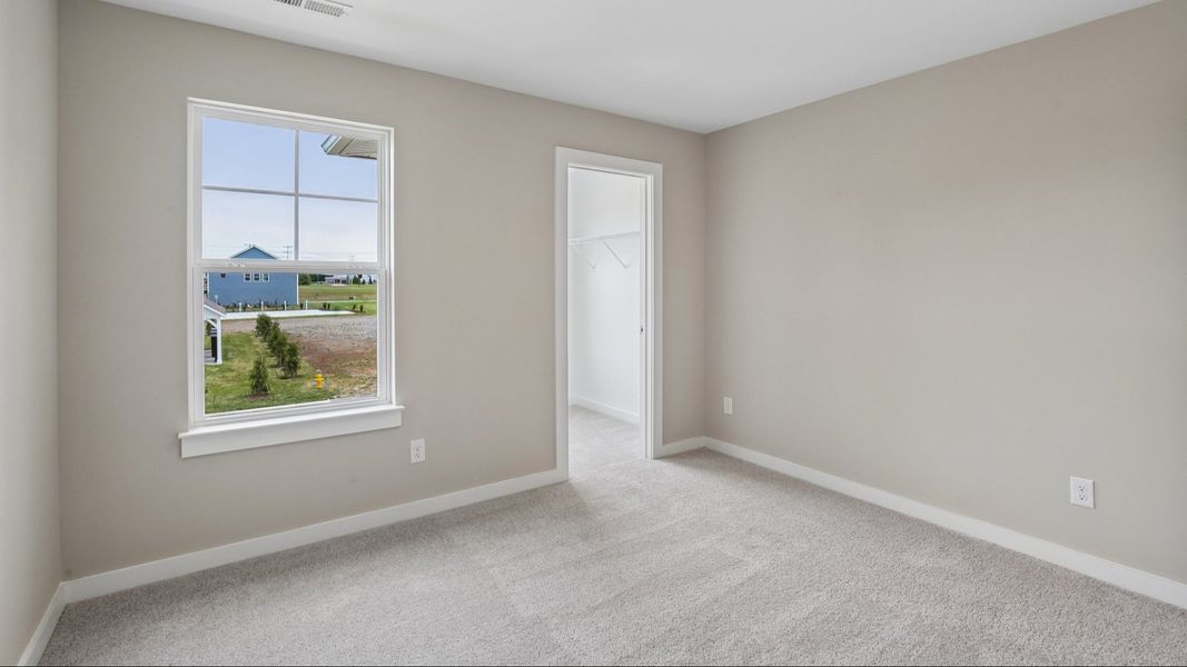 Bedroom with walk-in closet and window