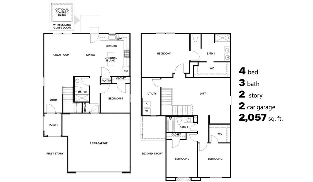 2D floor plan layout for the Gila - C30G by D.R. Horton in Saguaro Bloom, Marana, AZ (Image 3).