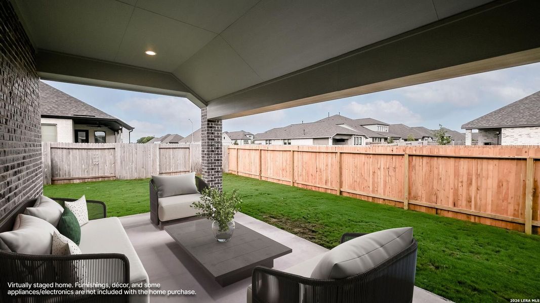 Exterior details and patio area of a home in Meadows of Mill Creek, Seguin (Image 3).