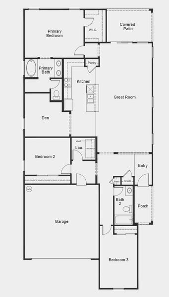 2D floor plan layout for the 1849 Modeled by KB Home in Bella Camino Traditions, San Tan Valley, AZ (Image 4).