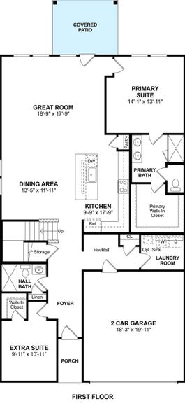 The Tigris II floor plan by K. Hovnanian Homes. 1st Floor shown. *Prices, plans, dimensions, features, specifications, materials, and availability of homes or communities are subject to change without notice or obligation.