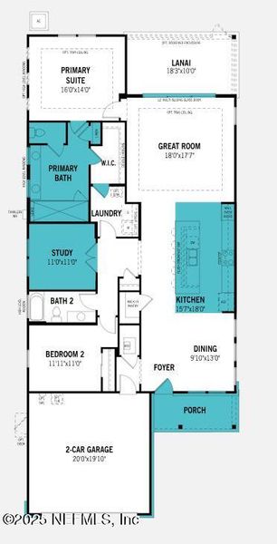 2D floor plan layout of this home in RiverTown - WaterSong, St. Johns, FL (Image 2).