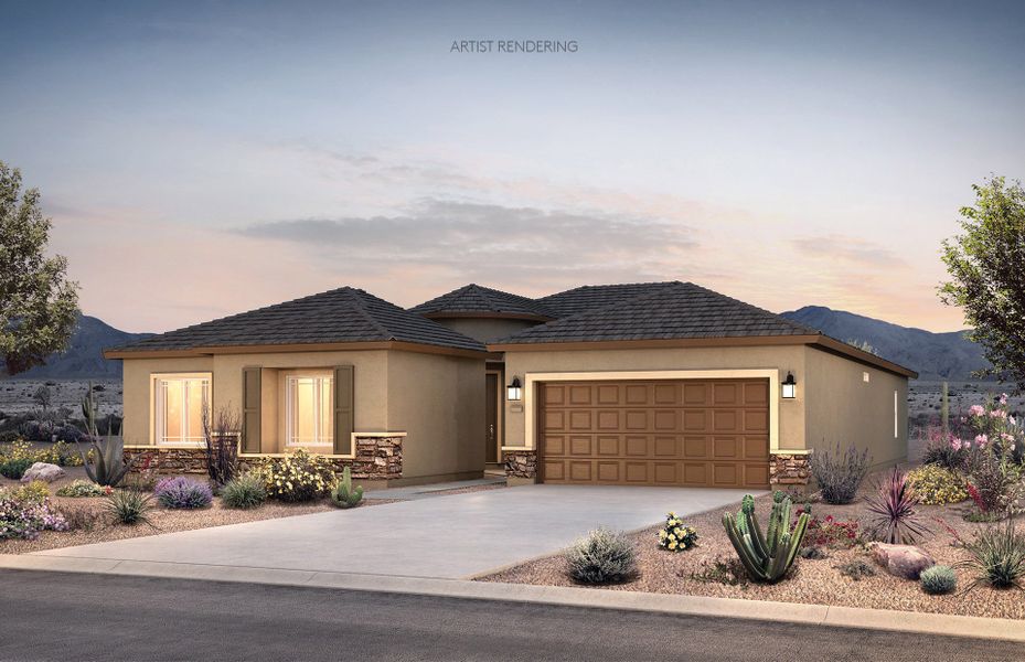 Representative exterior photo of a completed home built from the Plateau by Pulte Homes in Parkside at Anthem at Merrill Ranch, Florence, AZ (Image 15).