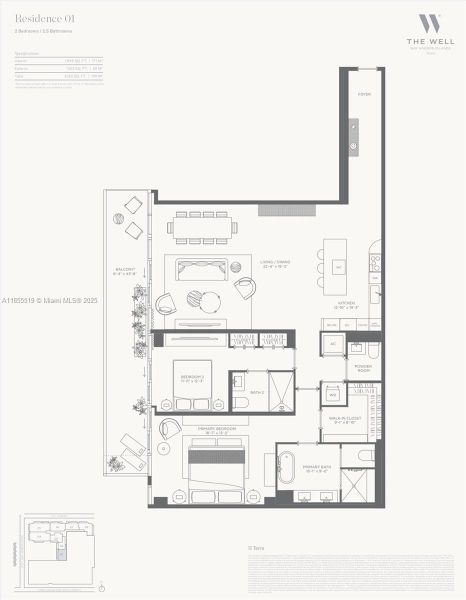 2 Bed 2.5 Bath 1,849 Sq Ft Interior with 282 Exterior Sq Ft