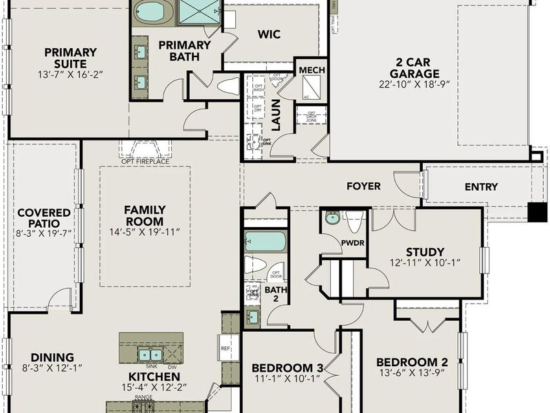 2D floor plan layout of this home in Lago Mar, Texas City, TX (Image 3). 2D floor plan layout of this home in Lago Mar, Texas City, TX (Image 3).