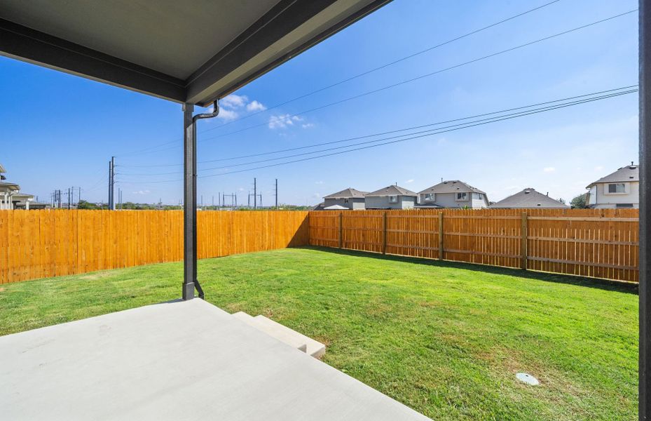 Exterior details and patio area of a home in Crosswinds, Kyle (Image 24).