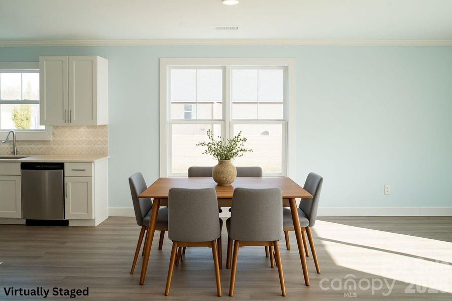 Dining area virtually staged