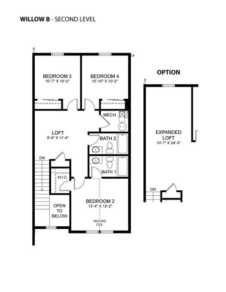 2D floor plan layout for the Willow by Hartford Homes in Prairie Song, Windsor, CO (Image 6). 2D floor plan layout for the Willow by Hartford Homes in Prairie Song, Windsor, CO (Image 6).