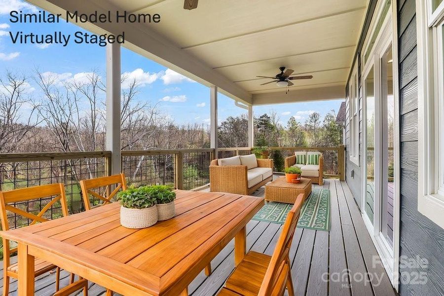 Covered deck off main living area Covered deck off main living area