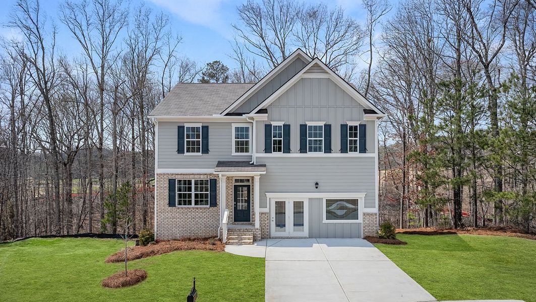 Representative exterior photo of a completed home built from the HANOVER by D.R. Horton in Lost Creek, Dallas, GA (Image 1). Representative exterior photo of a completed home built from the HANOVER by D.R. Horton in Lost Creek, Dallas, GA (Image 1).