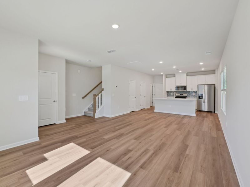 Spacious, unfurnished interior of a new home in The Rows at Buffaloe Reserve, Raleigh (Image 8). Spacious, unfurnished interior of a new home in The Rows at Buffaloe Reserve, Raleigh (Image 8).