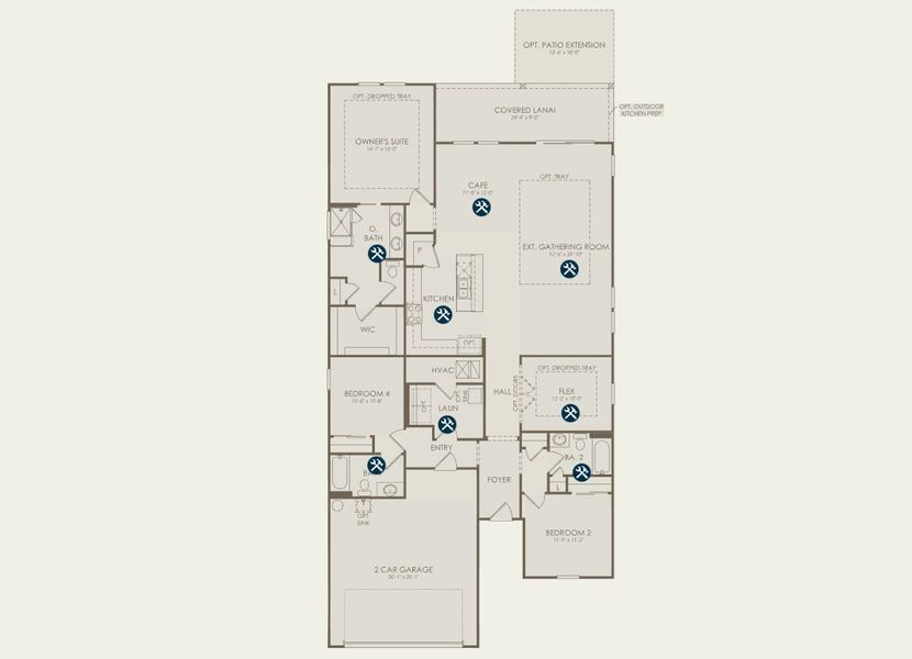 2D floor plan layout for the Mystique by Pulte Homes in Murray Farms, Middleburg, FL (Image 4).