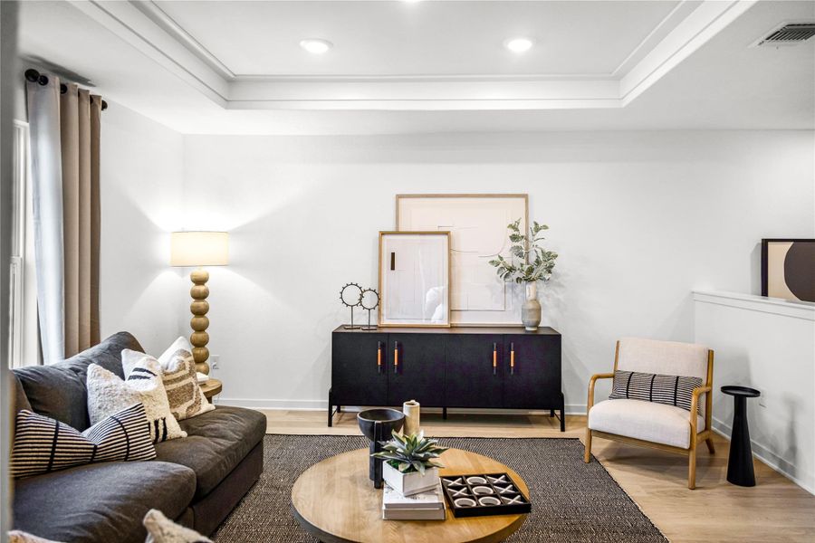 Furnished interior view inside a new home in La Cima, San Marcos (Image 7). Furnished interior view inside a new home in La Cima, San Marcos (Image 7).