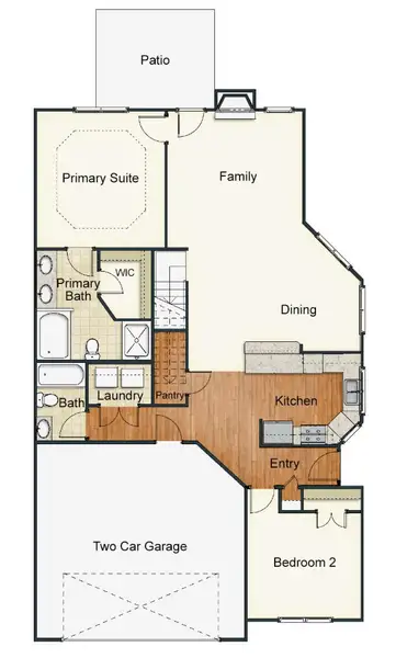 2D floor plan layout for the Kingston by Keystone Homes NC in Weybridge, Burlington, NC (Image 5).