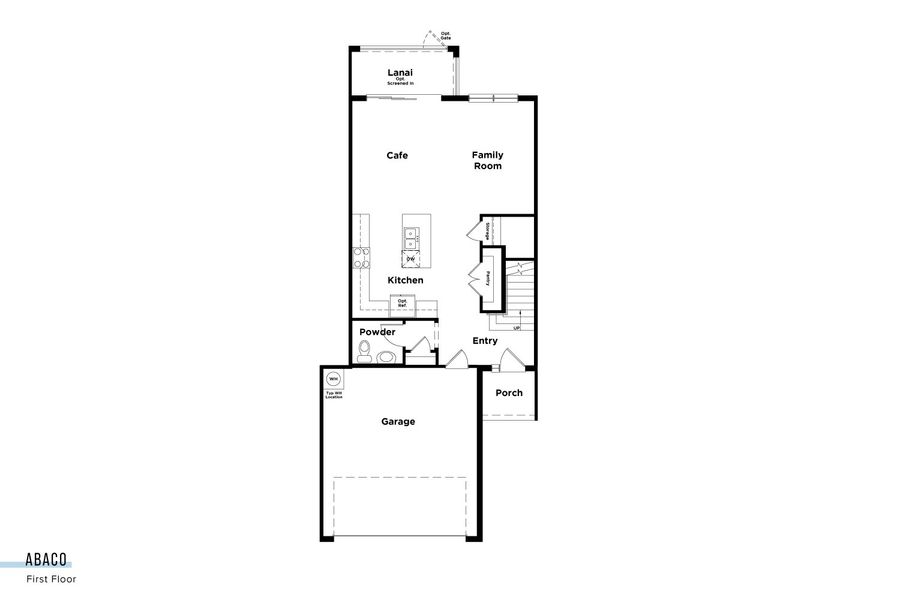 2D floor plan layout for the Abaco by DRB Homes in Lagoon Residences at Epperson, Wesley Chapel, FL (Image 4).