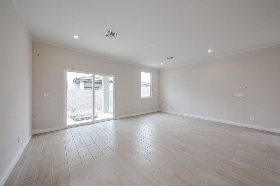 A large empty room. A large empty room.