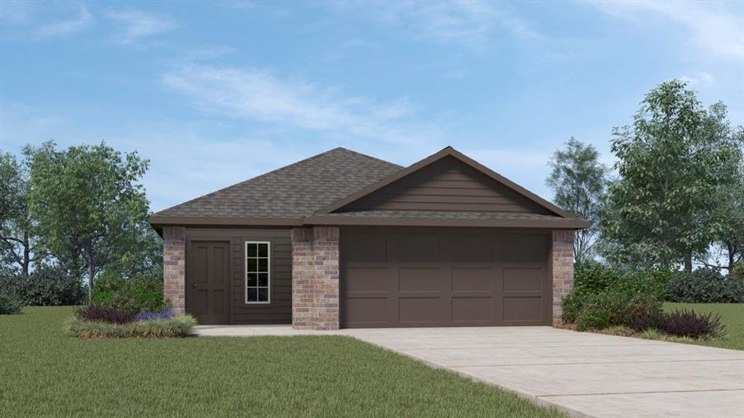 Front exterior of a new home in Elevon, Lavon, TX, highlighting curb appeal (Image 1). Front exterior of a new home in Elevon, Lavon, TX, highlighting curb appeal (Image 1).