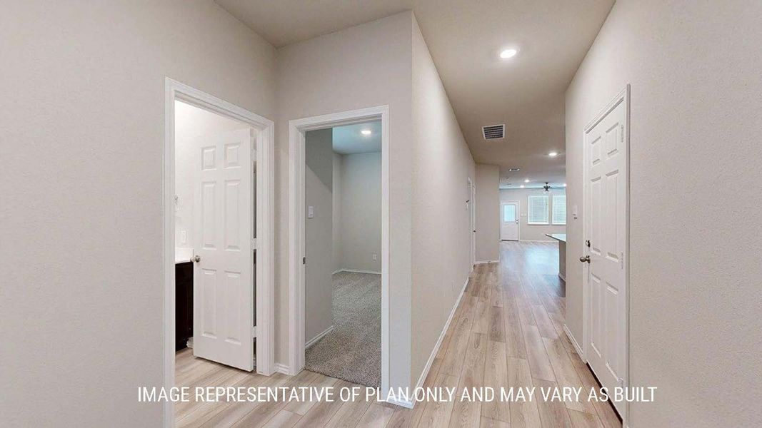 Representative unfurnished interior of a home built from the 1402 by D.R. Horton in The Terrace Duplexes, Temple (Image 11). Representative unfurnished interior of a home built from the 1402 by D.R. Horton in The Terrace Duplexes, Temple (Image 11).