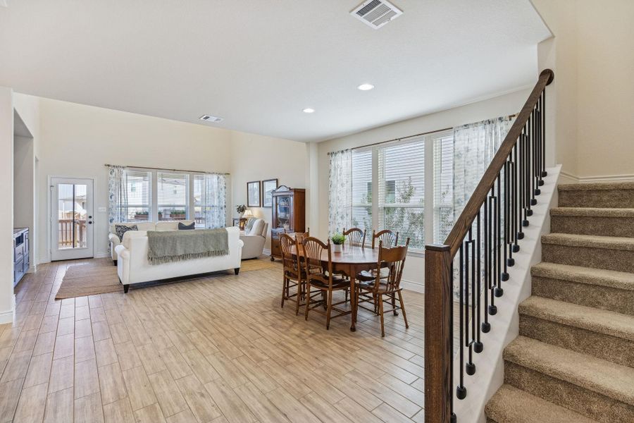 View of dining and living area